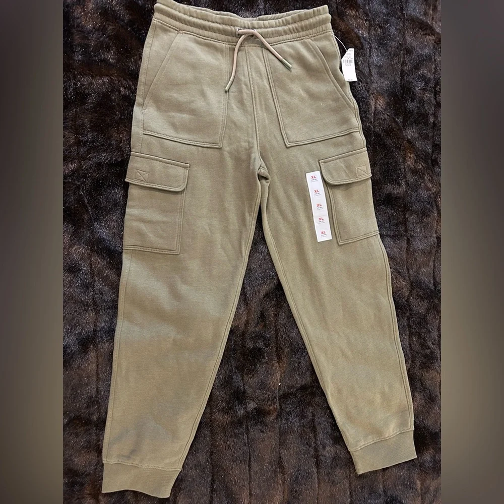 Old Navy Boys XL 14–16 Cargo Jogger Sweatpants Olive Green NWT